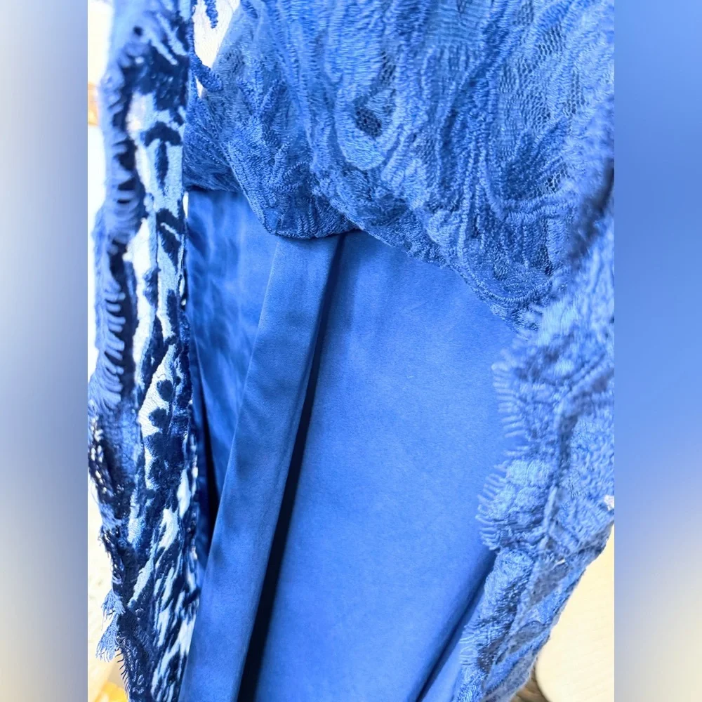Adrianna Papell Blue Lace Fit & Flare Dress Size 8 Cocktail Party Wedding - Picture 9 of 16